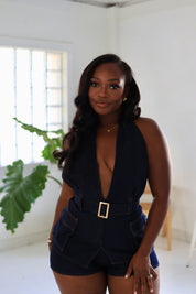 Downtown Nights – Denim Halter Romper