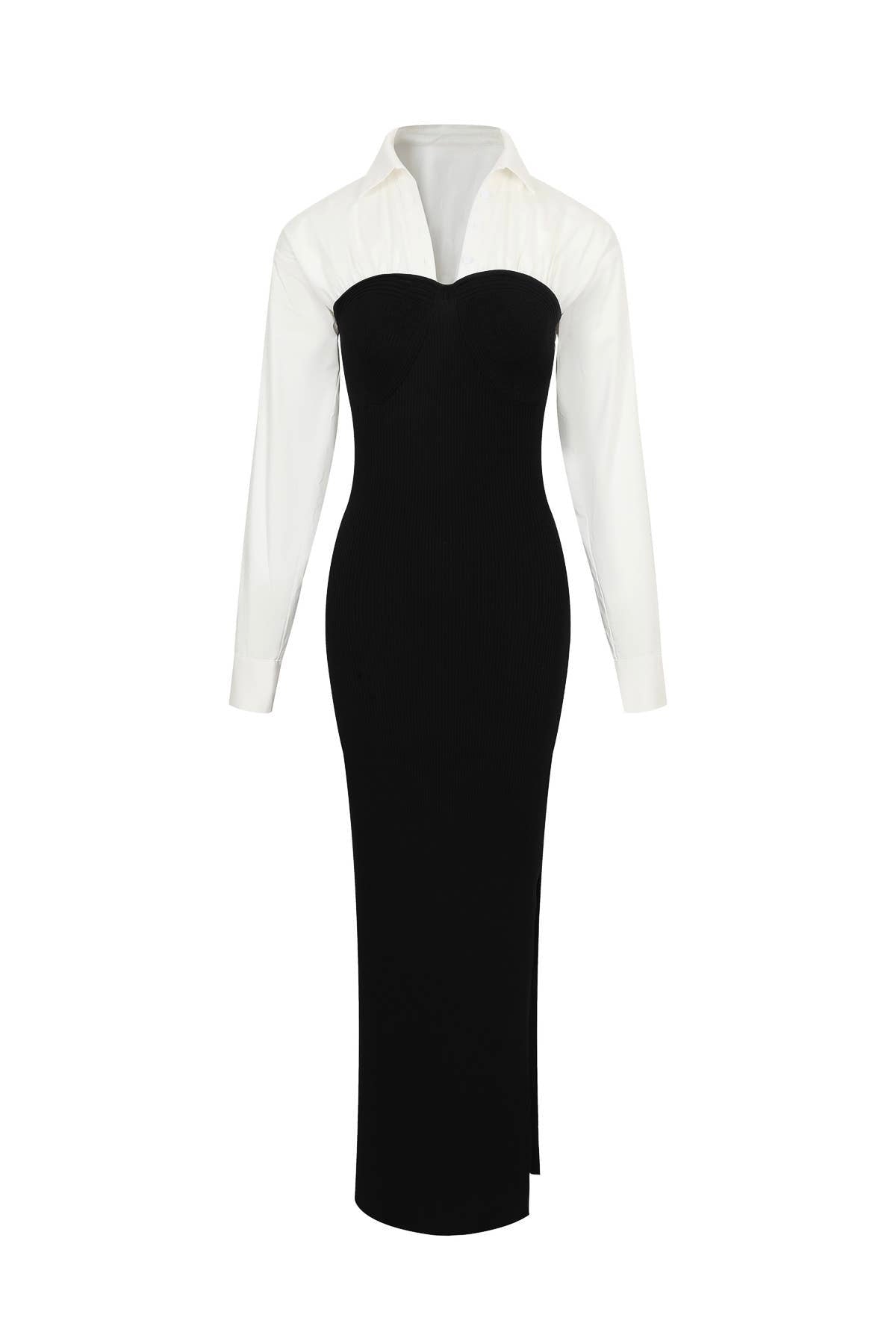 business formal midi dress Women's Formal Dress Zipper Front Bell Sleeves Business Office Midi A-Line Dresses