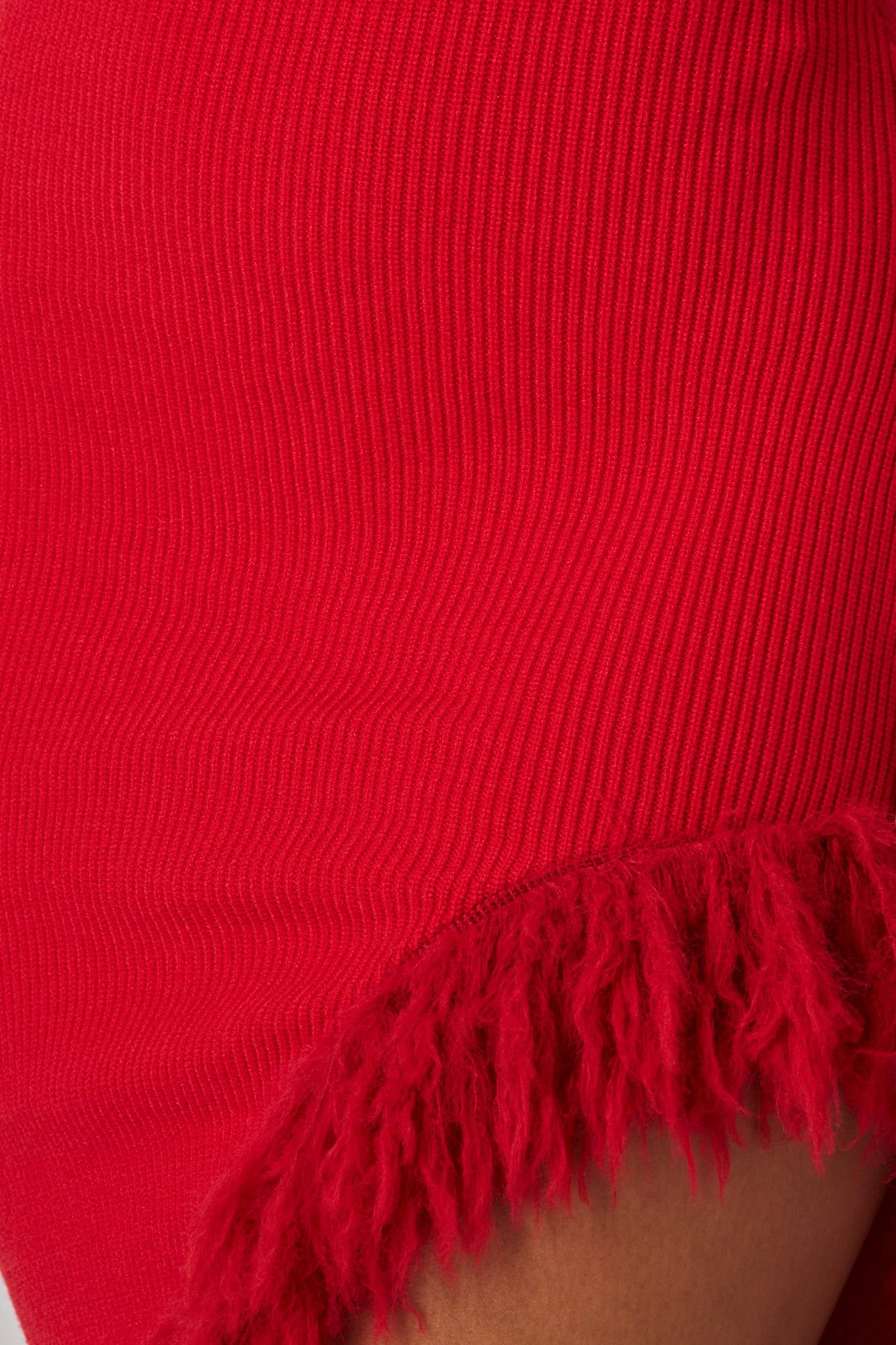 Gimme Frill – Asymmetrical Feather Trim Dress (Red)