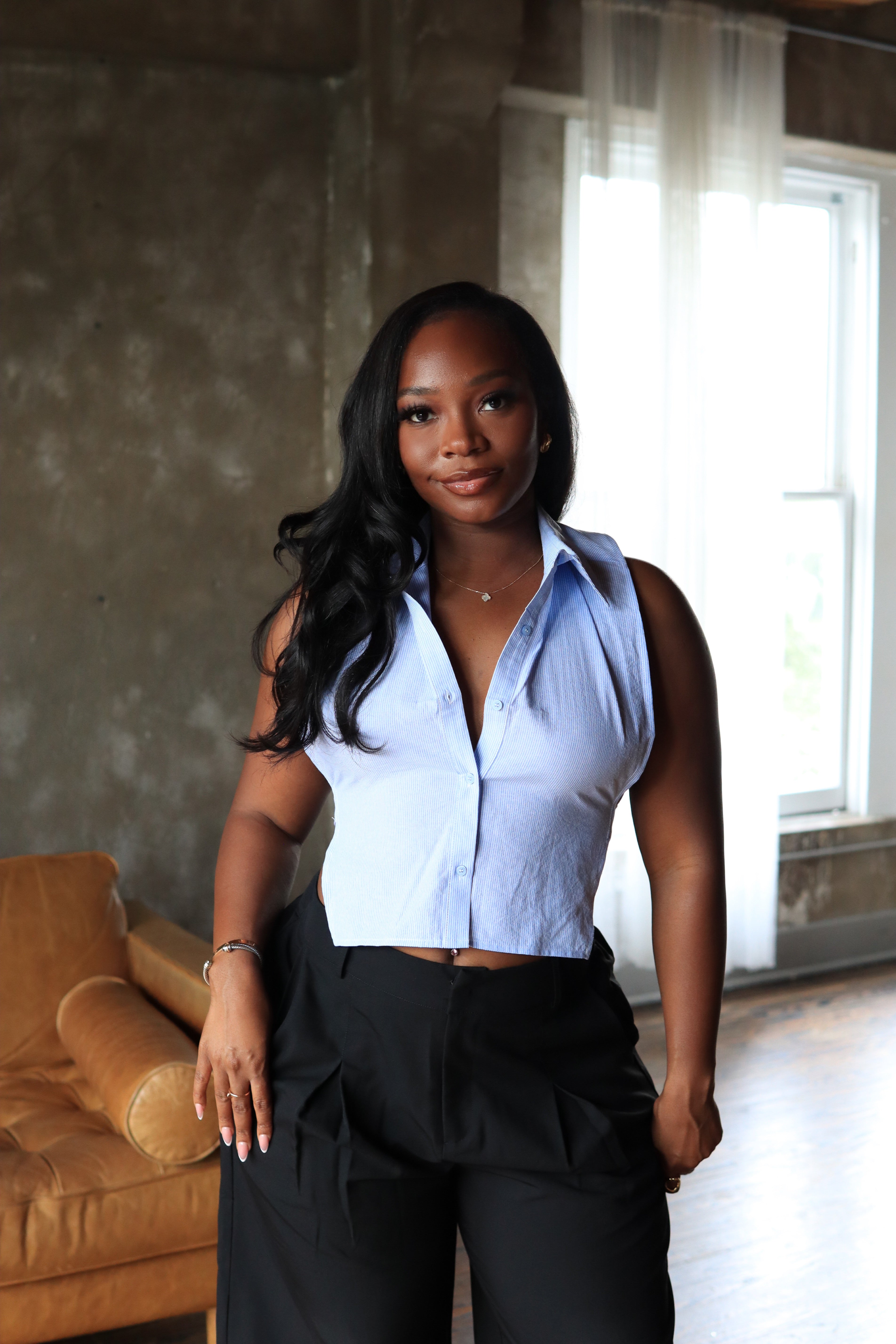 Off the Clock – Striped Tie Back Crop Top