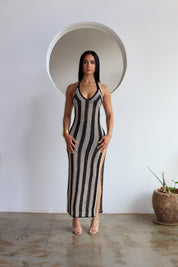 Portofino Dress – Striped Crochet Maxi