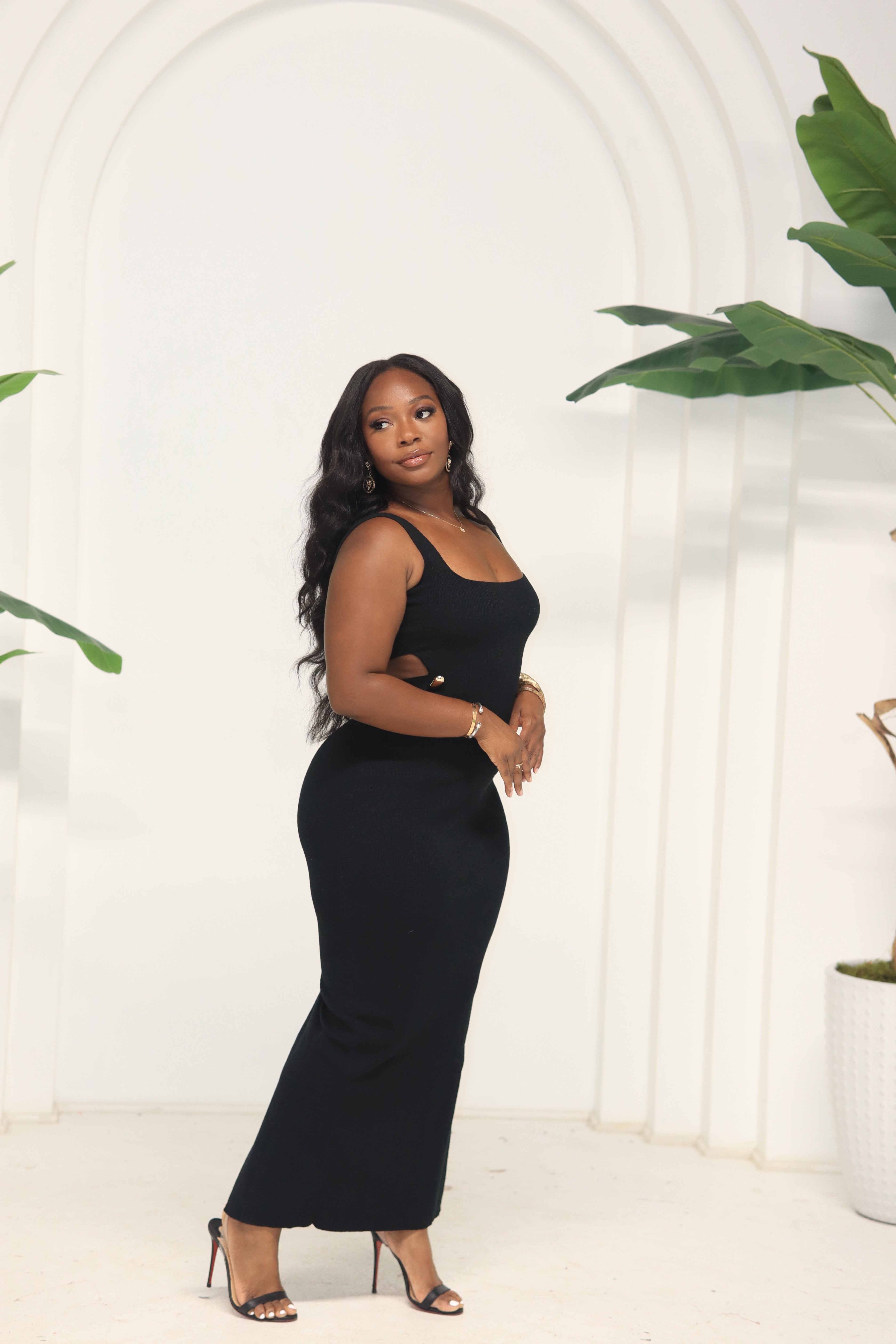 Vera Dress – Contour Knit Cut-Out Maxi (Black)