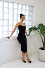 Raven – Mesh Ruched Midi Dress