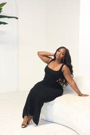 Vera Dress – Contour Knit Cut-Out Maxi (Black)