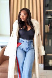 Soft Serve – Faux Shearling Trim Long Coat