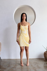 Full Circle – Swirl Print Mini Dress (Yellow)