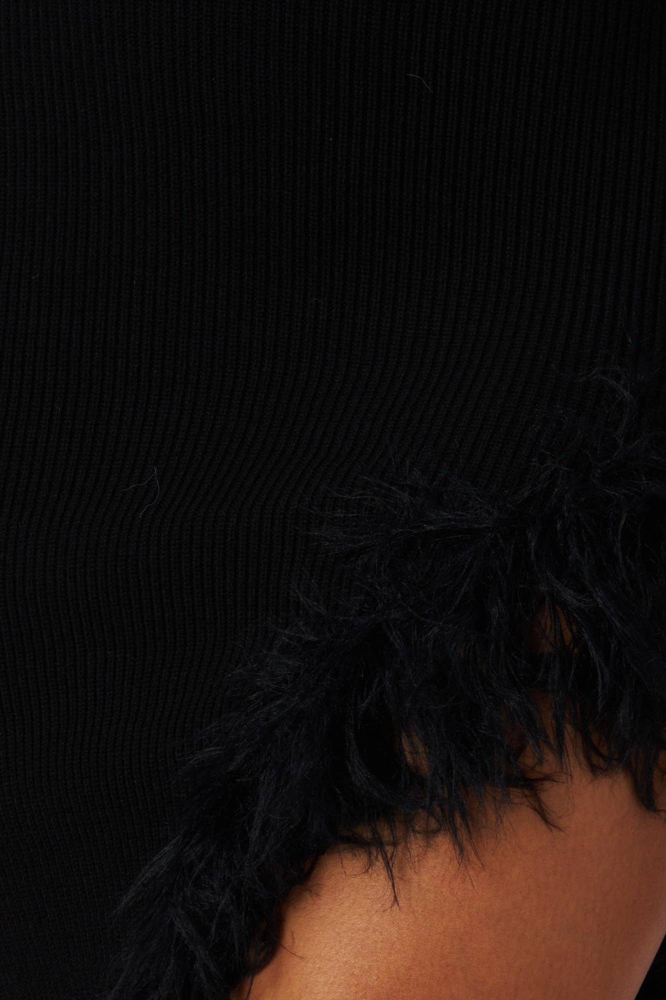 Gimme Frill – Asymmetrical Feather Trim Dress (Black)