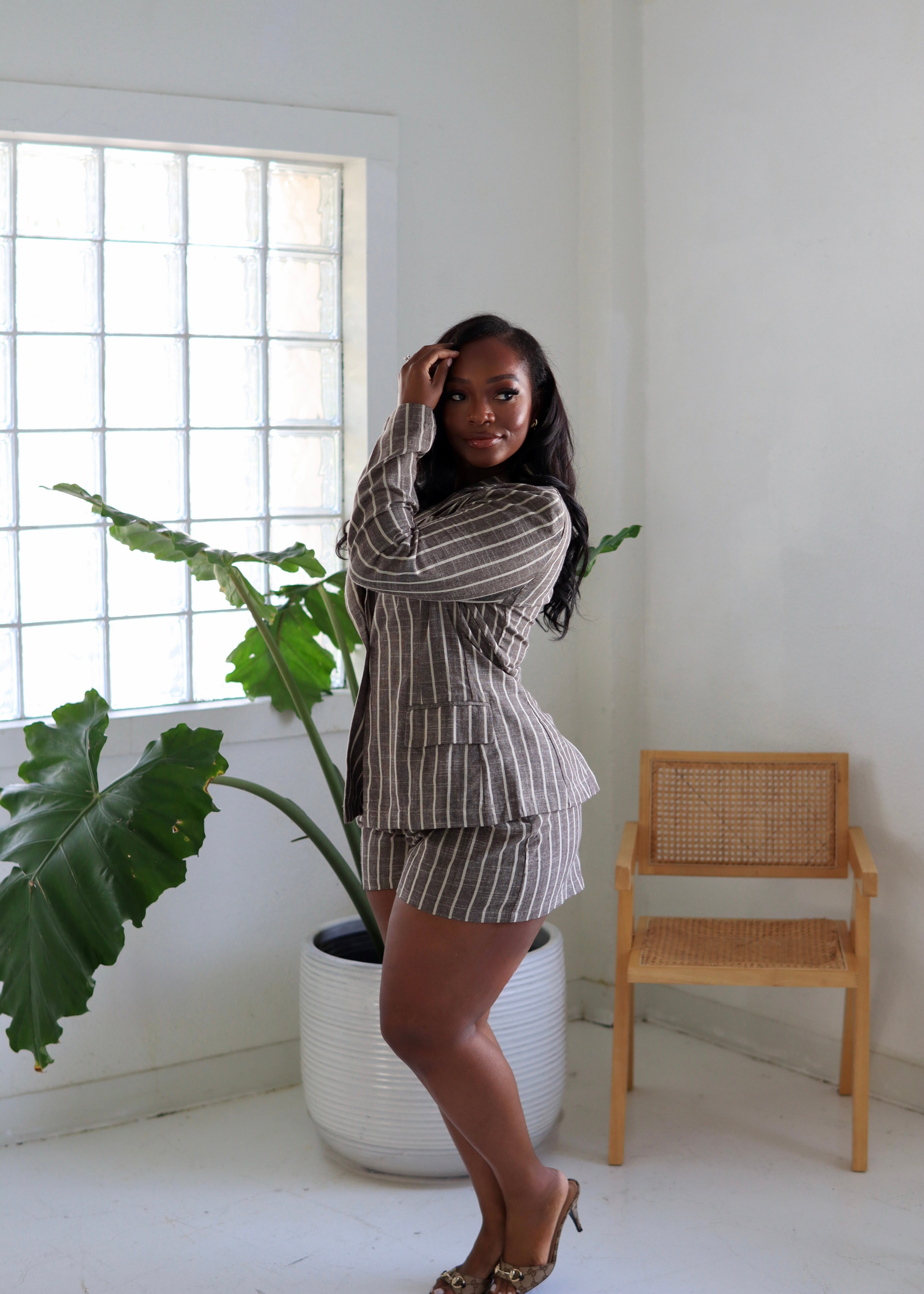 After Hours Set – Pinstripe Blazer & Shorts Set