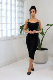 Raven – Mesh Ruched Midi Dress