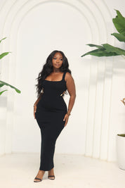 Vera Dress – Contour Knit Cut-Out Maxi (Black)