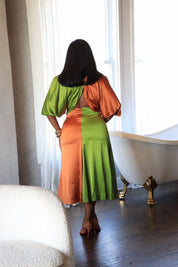 Two Faced – Colorblock Satin Midi