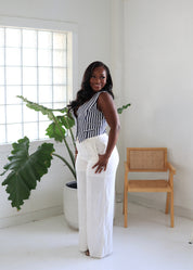 Nantucket Muse – Linen Belted Wide Leg Jumpsuit