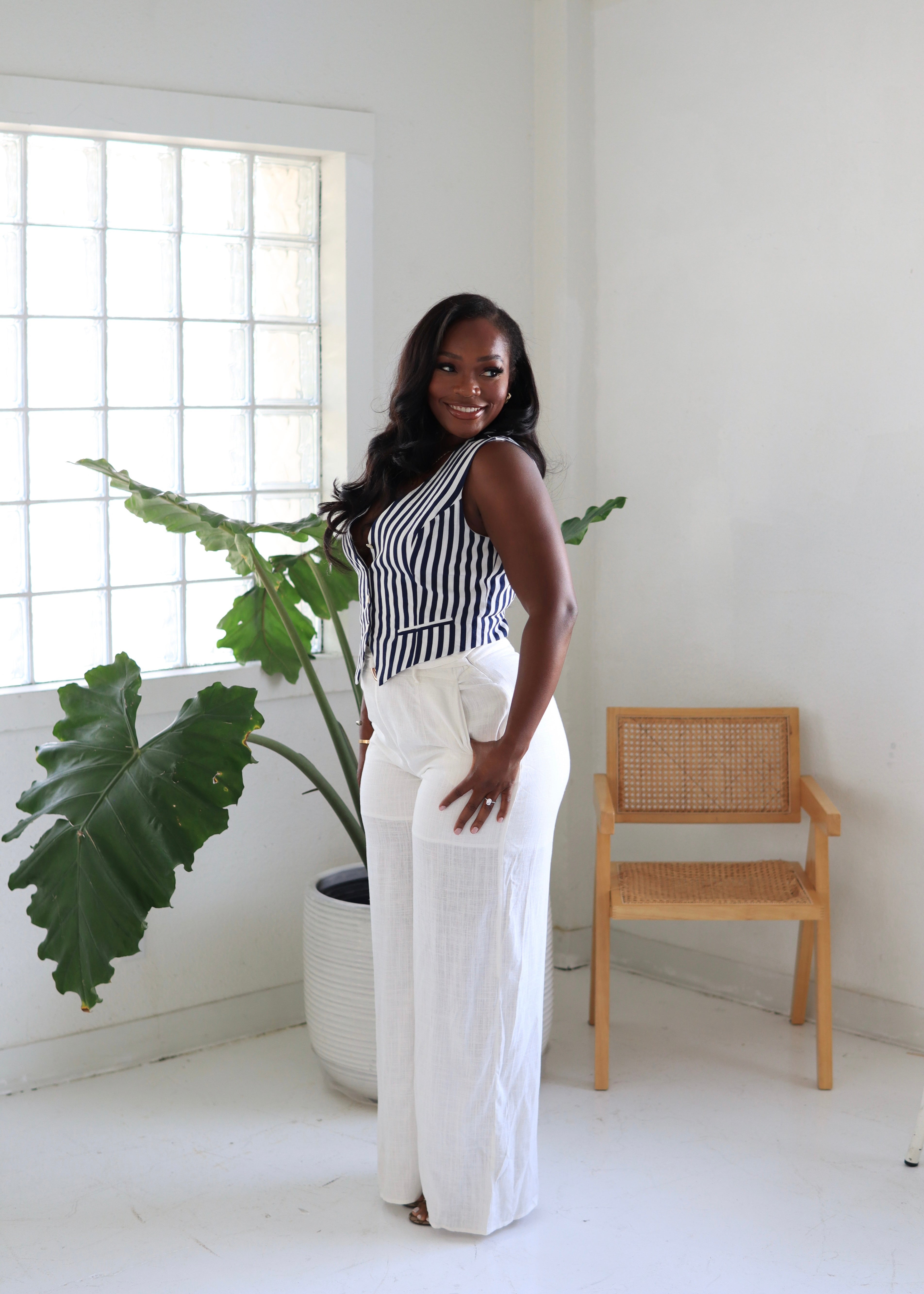 Nantucket Muse – Linen Belted Wide Leg Jumpsuit