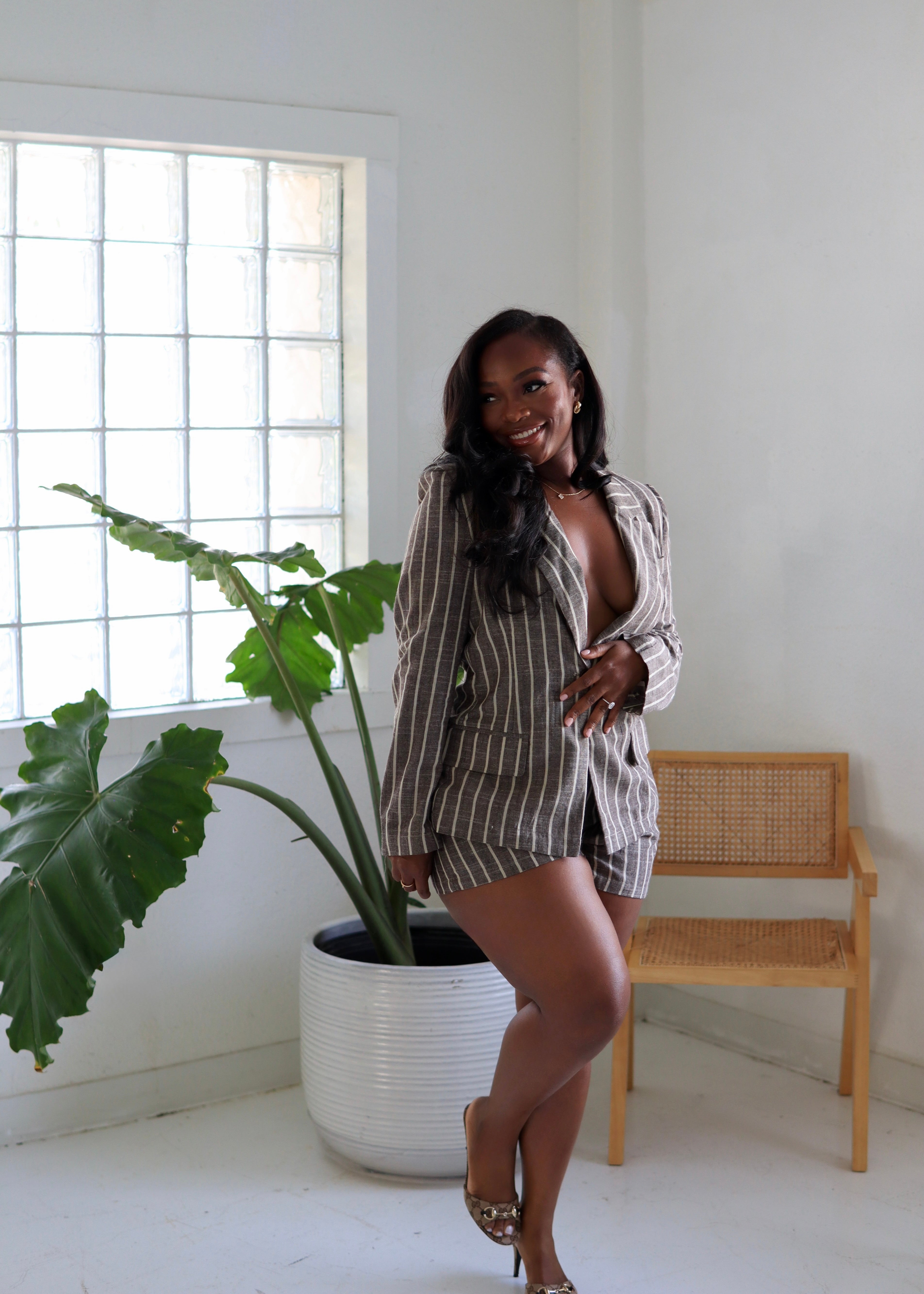 After Hours Set – Pinstripe Blazer & Shorts Set