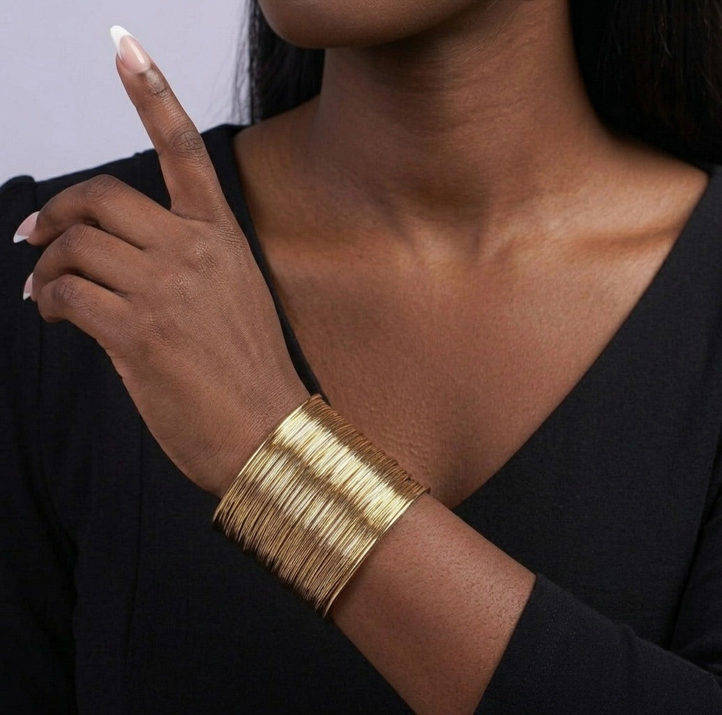 Armored – Gold Multi-Wire Cuff Bracelet