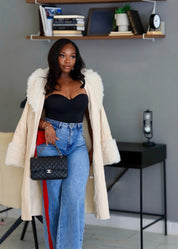 Soft Serve – Faux Shearling Trim Long Coat