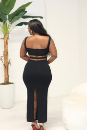 Vera Dress – Contour Knit Cut-Out Maxi (Black)