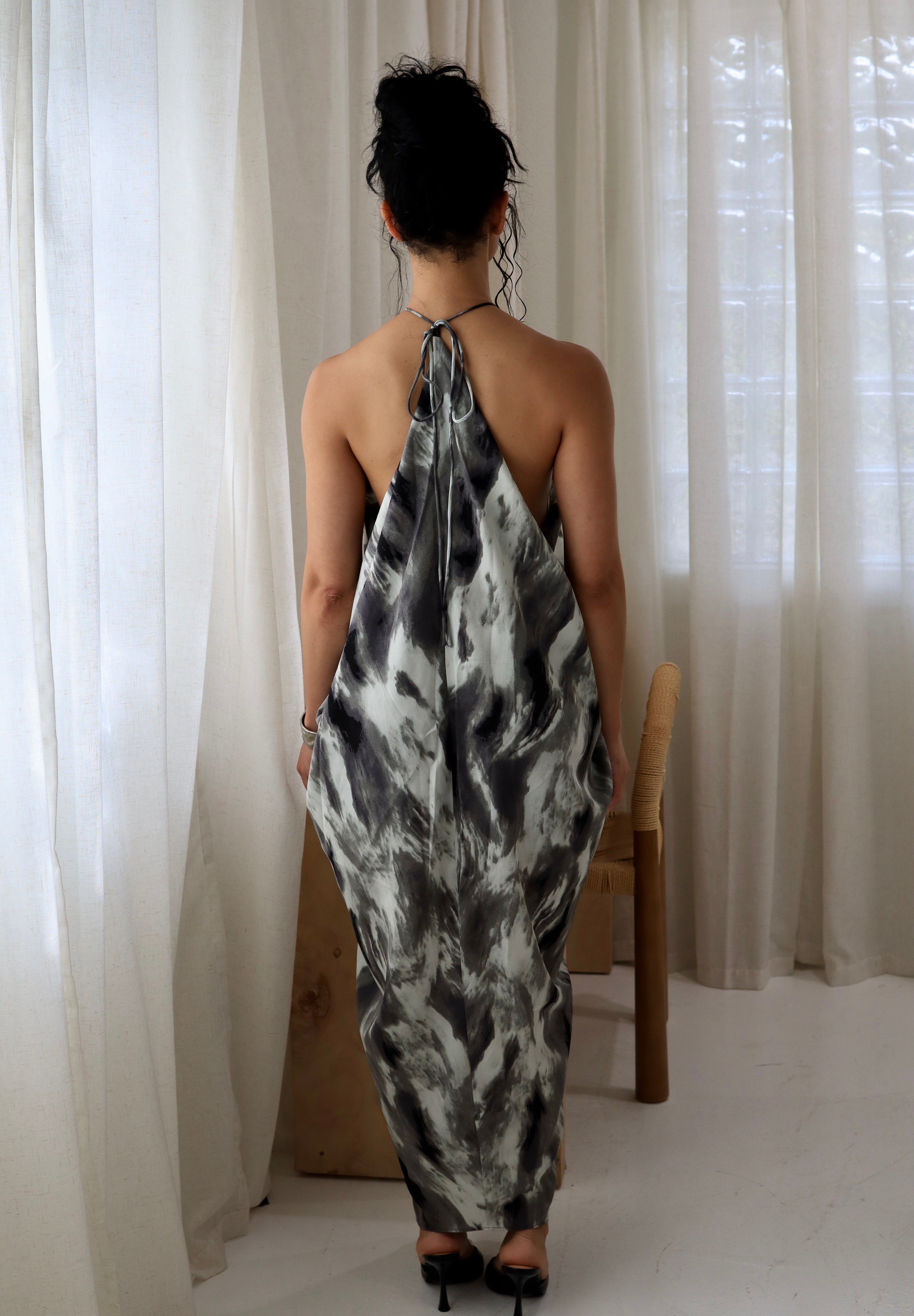 Smoke Signal – Tie Dye Halter Midi Dress