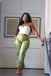 Verde Edge – Faux Leather Cargo Pants
