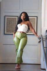Verde Edge – Faux Leather Cargo Pants
